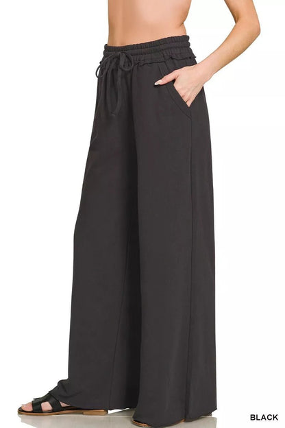 Zenana French Terry Wide Leg Sweatpants - Bitsy Gypsy Boutique
