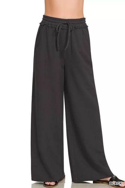 Zenana French Terry Wide Leg Sweatpants - Bitsy Gypsy Boutique