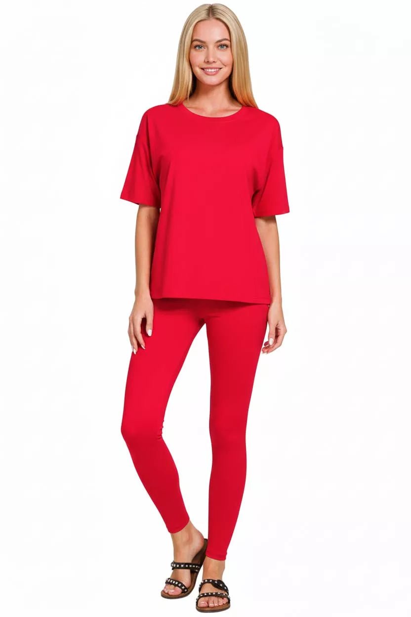 Zenana Full Size Brushed Dty Microfiber Short Sleeve Top and Pants Loungewear Set Plus Size - Bitsy Gypsy Boutique