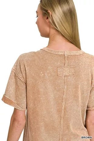 Zenana Halo Snow Washed Exposed Seam Top & Shorts Set - Bitsy Gypsy Boutique