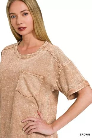 Zenana Halo Snow Washed Exposed Seam Top & Shorts Set - Bitsy Gypsy Boutique