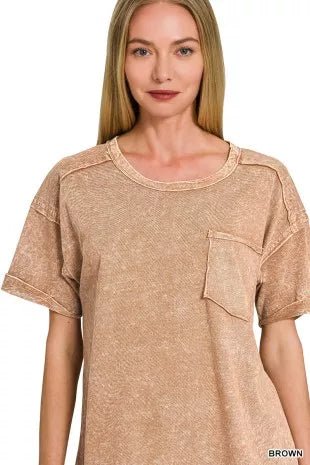 Zenana Halo Snow Washed Exposed Seam Top & Shorts Set - Bitsy Gypsy Boutique