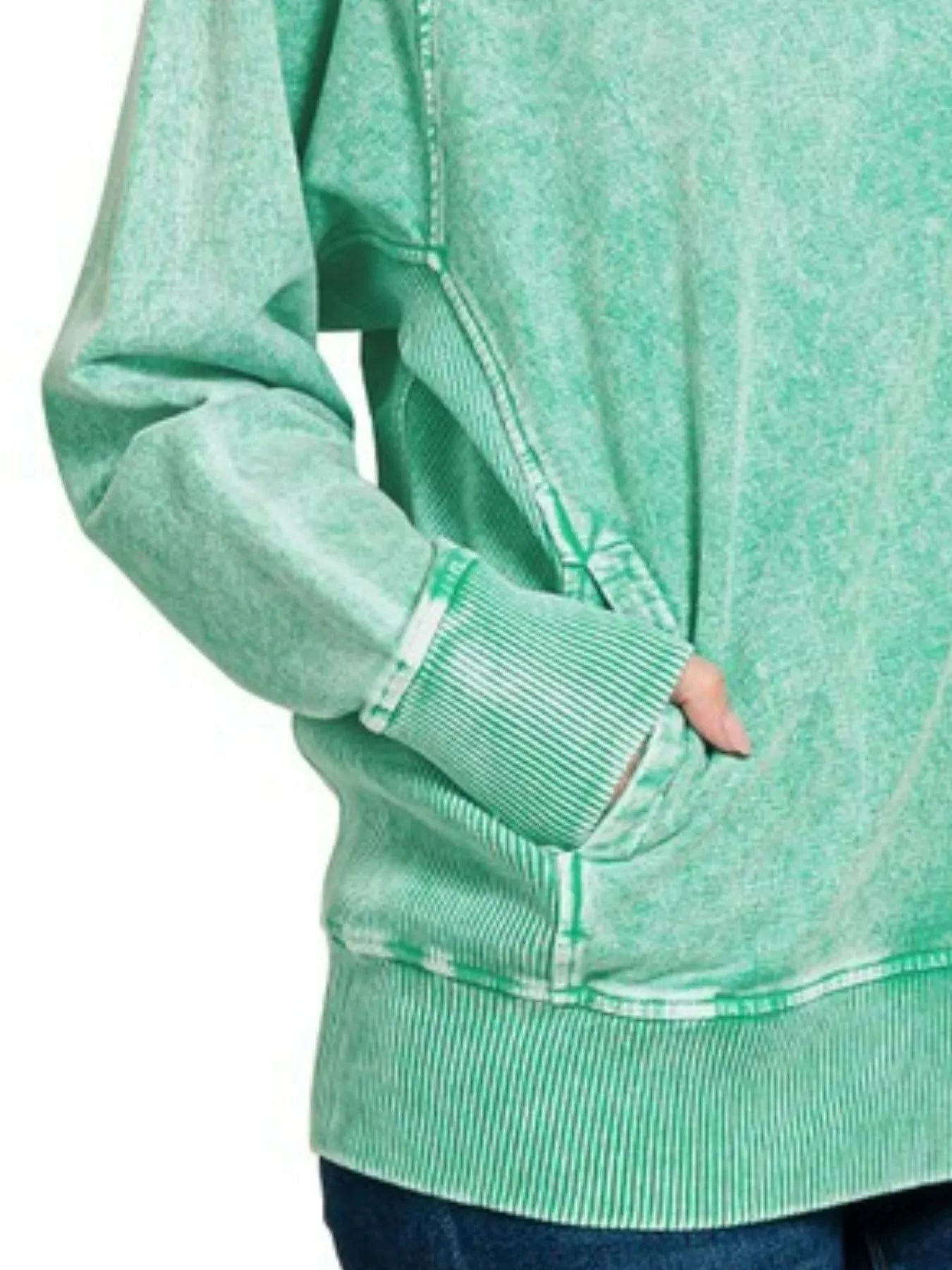 Zenana Halo Snow Washed French Terry Round Neck Sweatshirt - Bitsy Gypsy Boutique