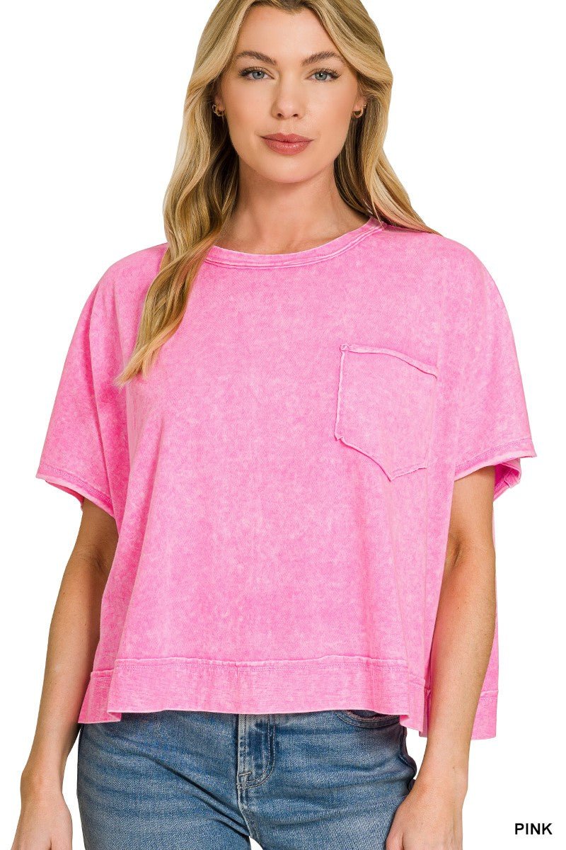 Zenana Halo Washed Oversized Top - Bitsy Gypsy Boutique