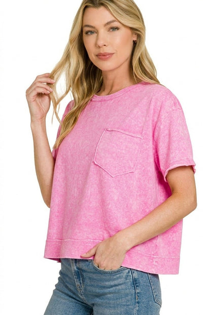 Zenana Halo Washed Oversized Top - Bitsy Gypsy Boutique