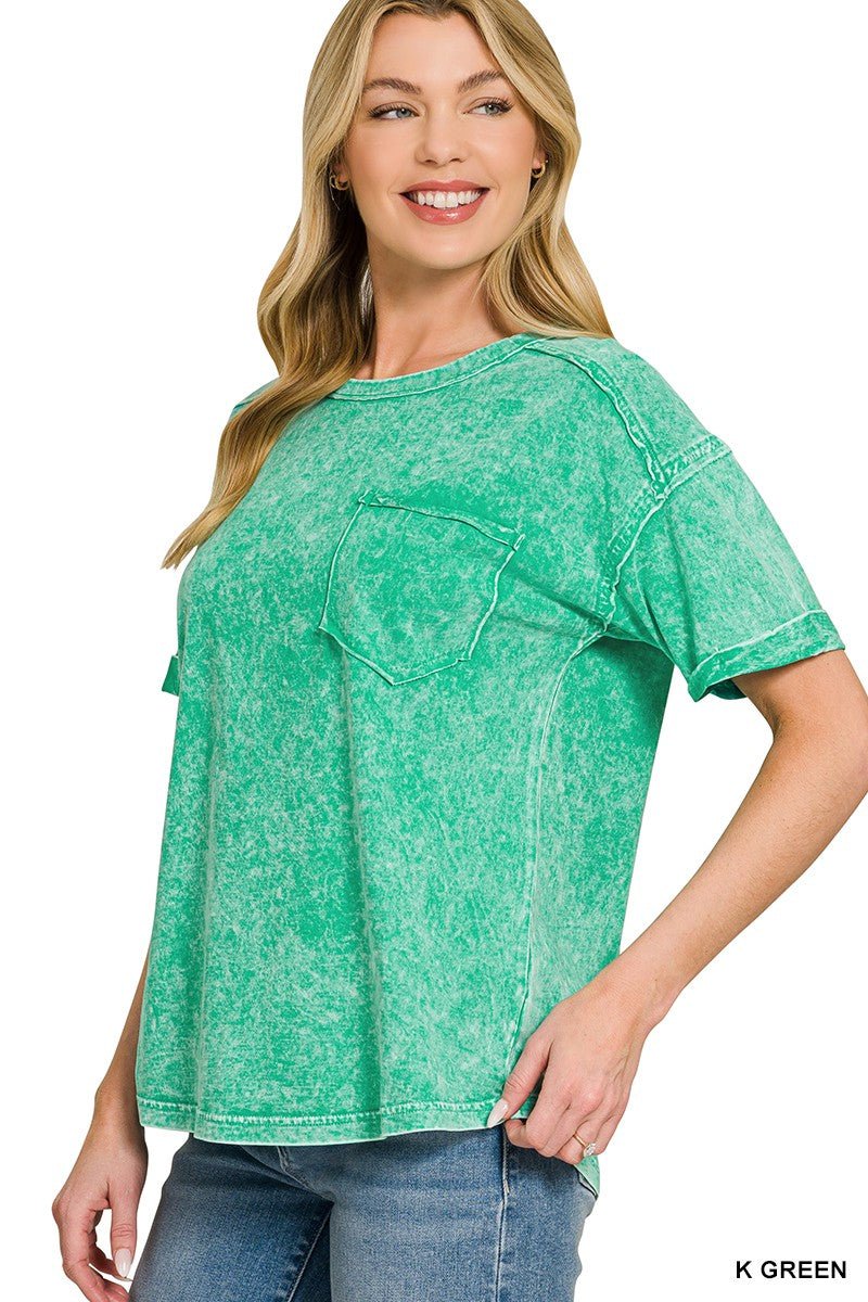Zenana Halo Washed Relaxed Fit Tee - Bitsy Gypsy Boutique