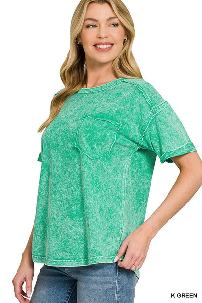 Zenana Halo Washed Relaxed Fit Tee - Bitsy Gypsy Boutique
