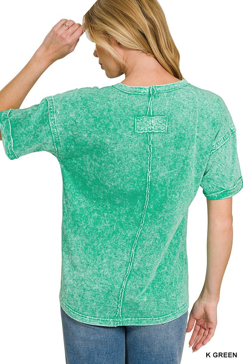 Zenana Halo Washed Relaxed Fit Tee - Bitsy Gypsy Boutique