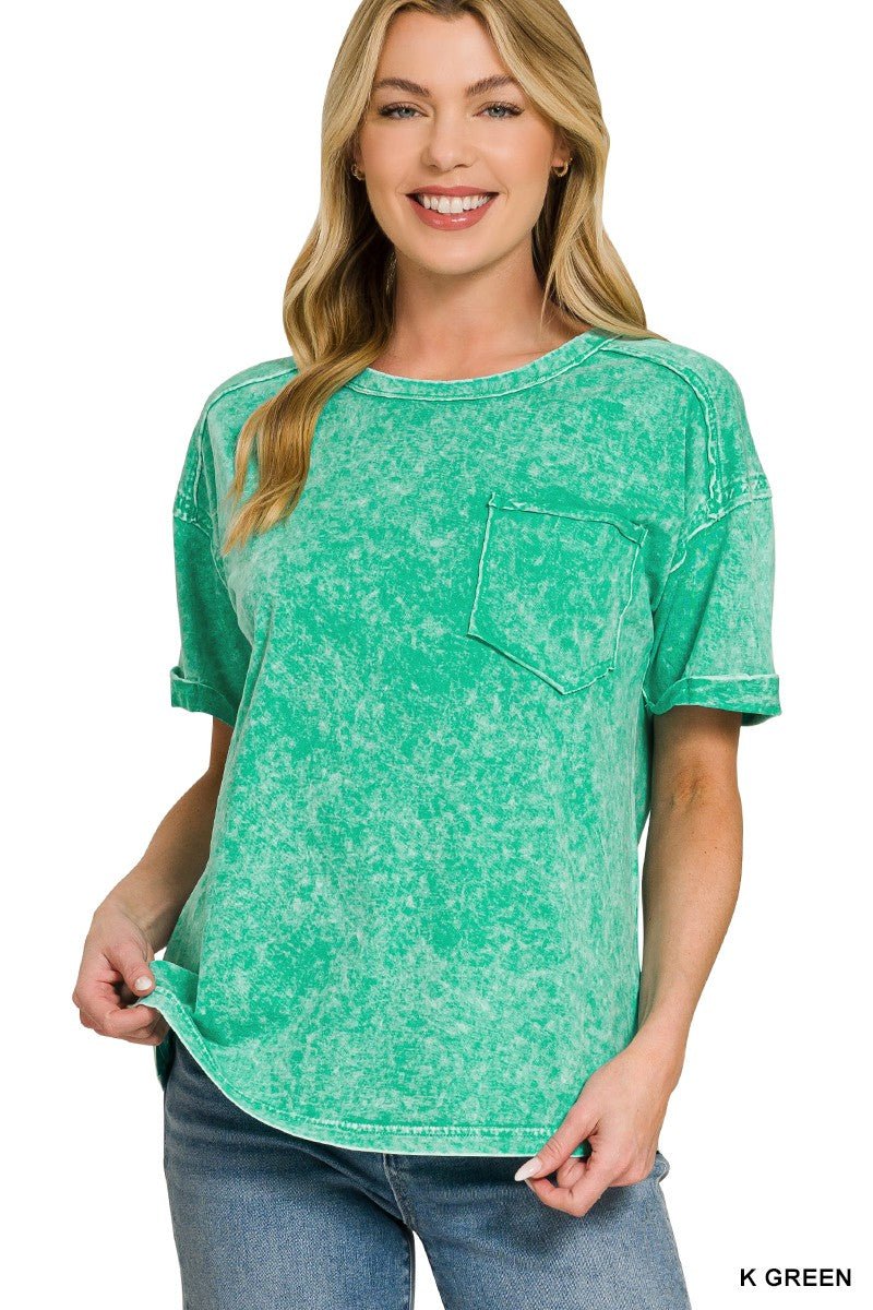 Zenana Halo Washed Relaxed Fit Tee - Bitsy Gypsy Boutique