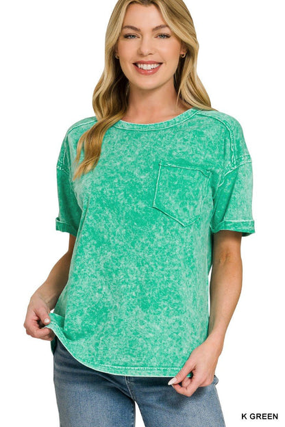 Zenana Halo Washed Relaxed Fit Tee - Bitsy Gypsy Boutique
