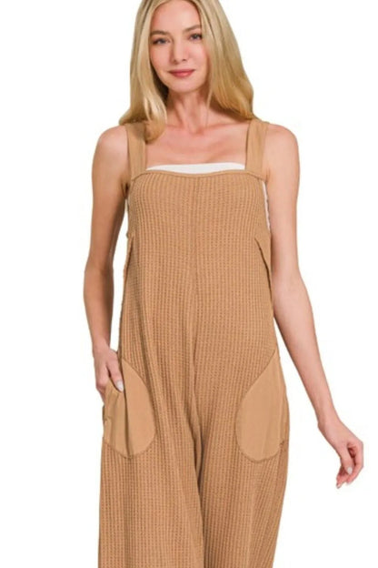 Zenana Knit Waffle Wide Leg Overalls - Bitsy Gypsy Boutique