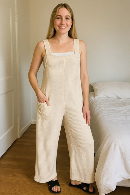Zenana Knit Waffle Wide Leg Overalls - Bitsy Gypsy Boutique