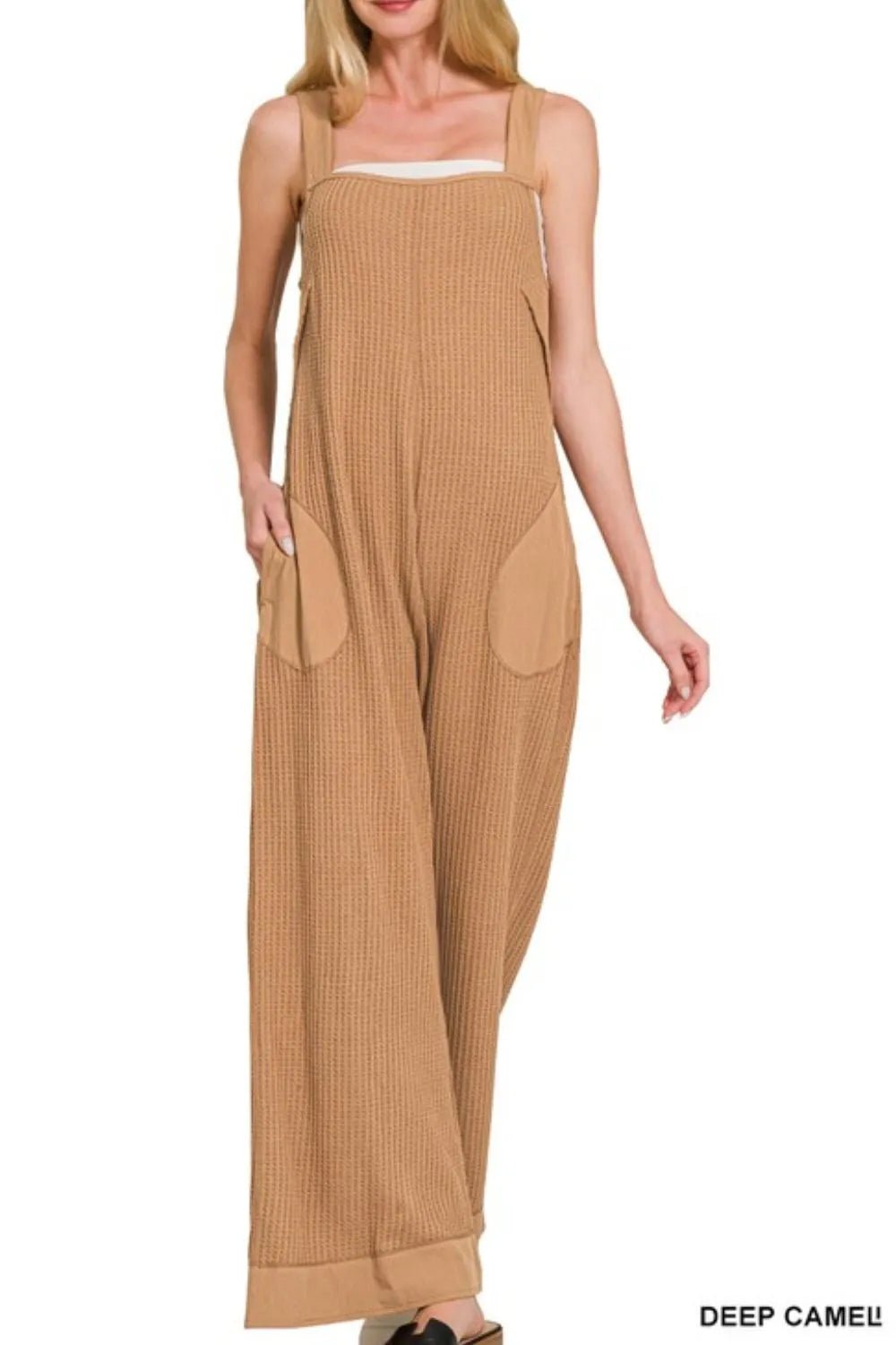 Zenana Knit Waffle Wide Leg Overalls - Bitsy Gypsy Boutique