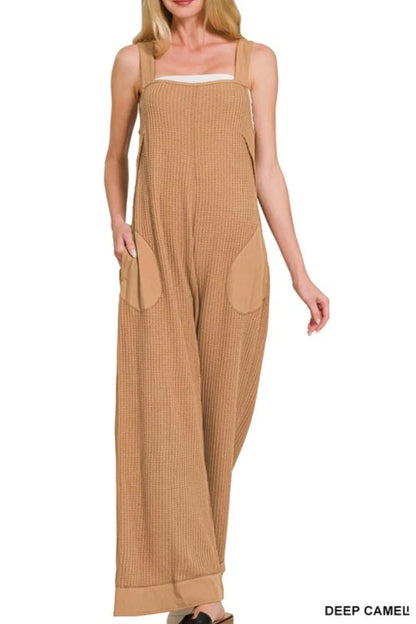 Zenana Knit Waffle Wide Leg Overalls - Bitsy Gypsy Boutique