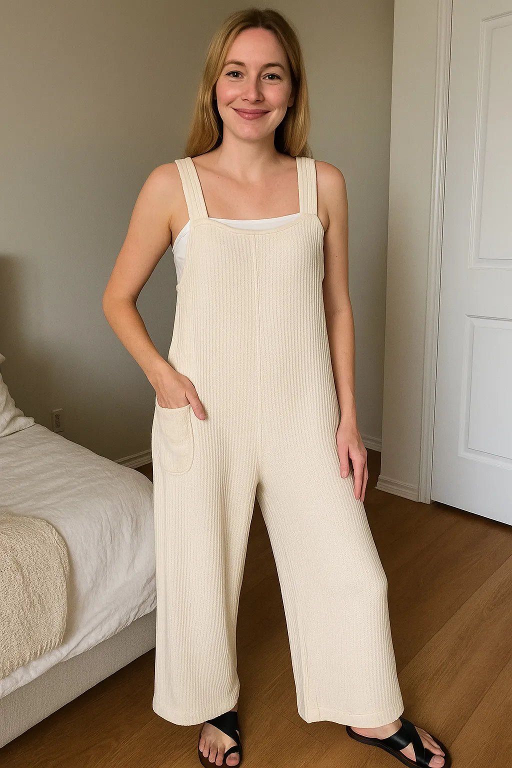 Zenana Knit Waffle Wide Leg Overalls - Bitsy Gypsy Boutique