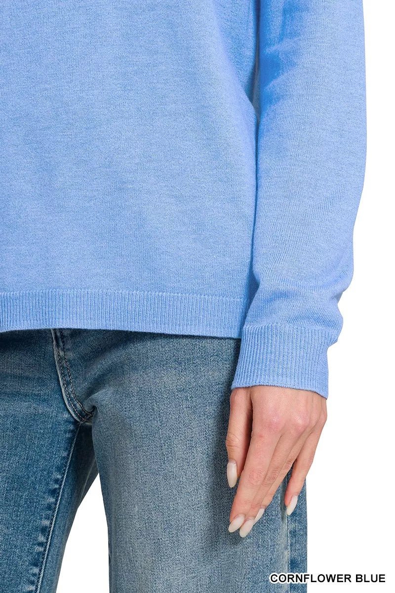 Zenana Lightweight Wool Blend Round Neck Sweater - Bitsy Gypsy Boutique