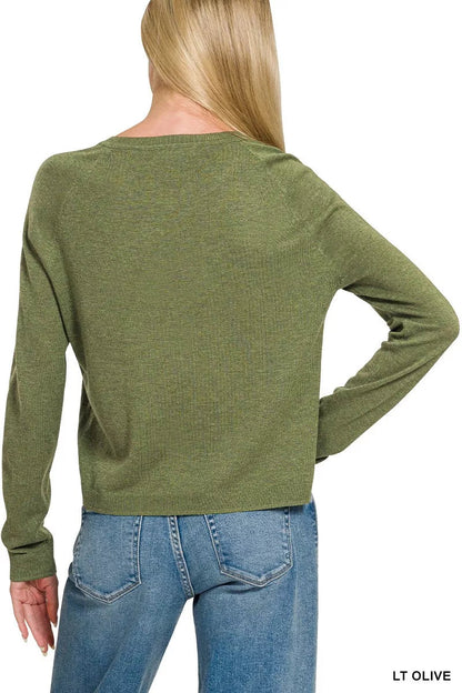 Zenana Lightweight Wool Blend Round Neck Sweater - Bitsy Gypsy Boutique