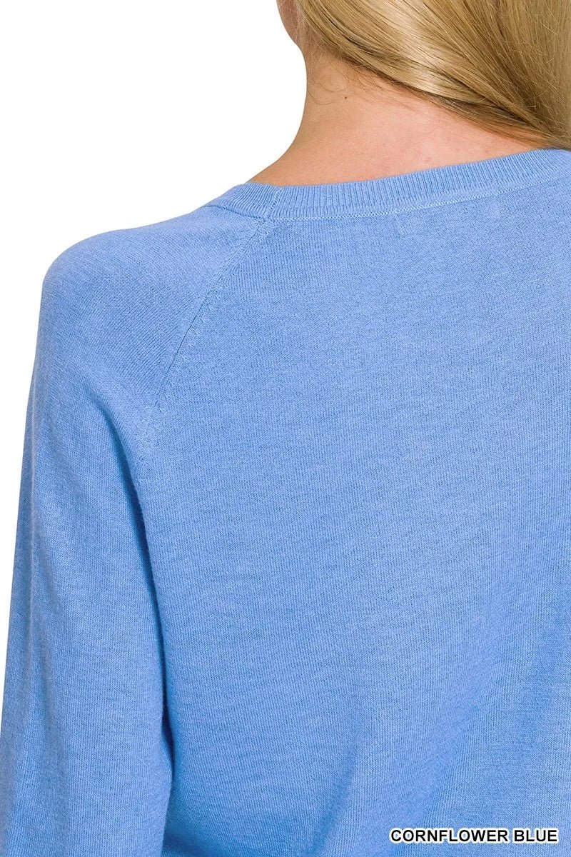Zenana Lightweight Wool Blend Round Neck Sweater - Bitsy Gypsy Boutique