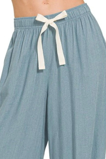 Zenana Linen Drawstring Pants - Bitsy Gypsy Boutique
