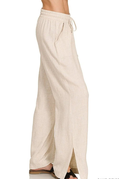 Zenana Linen Drawstring Pants - Bitsy Gypsy Boutique