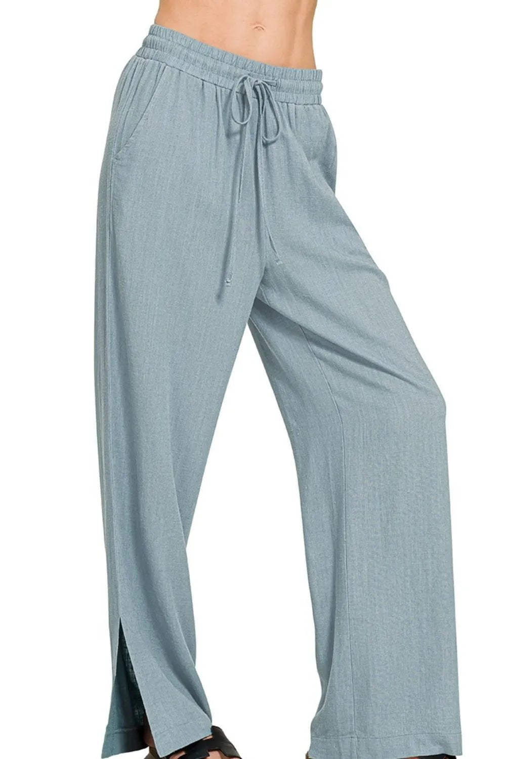 Zenana Linen Drawstring Pants - Bitsy Gypsy Boutique