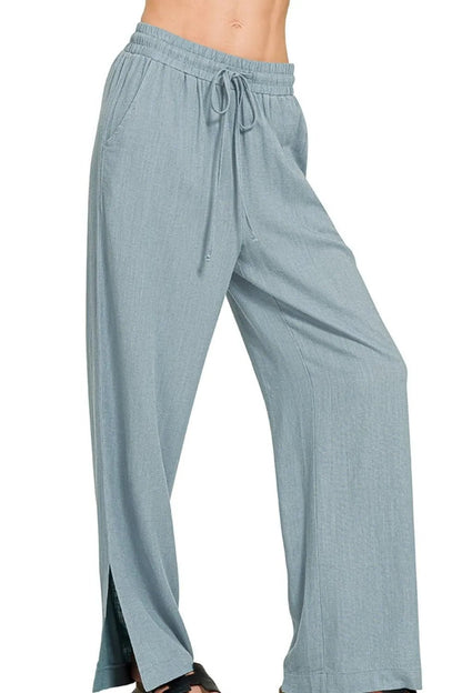 Zenana Linen Drawstring Pants - Bitsy Gypsy Boutique