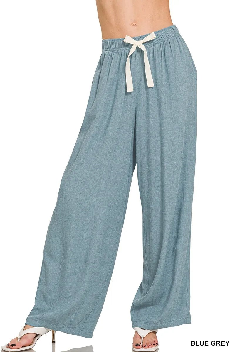 Zenana Linen Drawstring Pants - Bitsy Gypsy Boutique