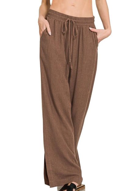 Zenana Linen Drawstring Pants - Bitsy Gypsy Boutique
