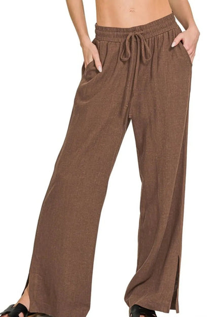 Zenana Linen Drawstring Pants - Bitsy Gypsy Boutique