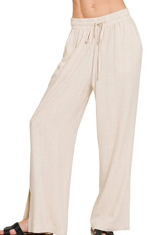 Zenana Linen Drawstring Pants - Bitsy Gypsy Boutique