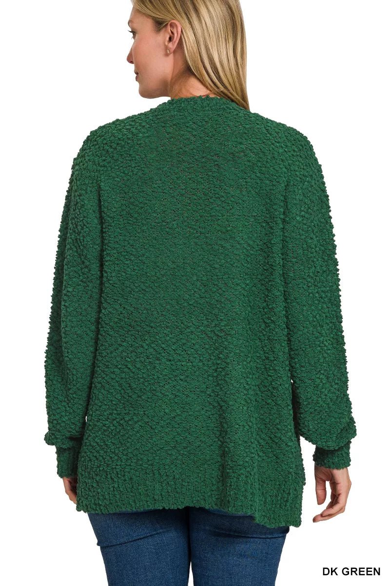 Zenana Long Sleeve Popcorn Sweater Cardigan with Pockets - Bitsy Gypsy Boutique