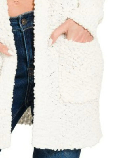 Zenana Long Sleeve Popcorn Sweater Cardigan with Pockets - Bitsy Gypsy Boutique