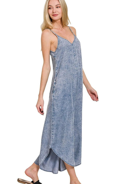Zenana Lyocell Acid - Washed Jumpsuit - Bitsy Gypsy Boutique