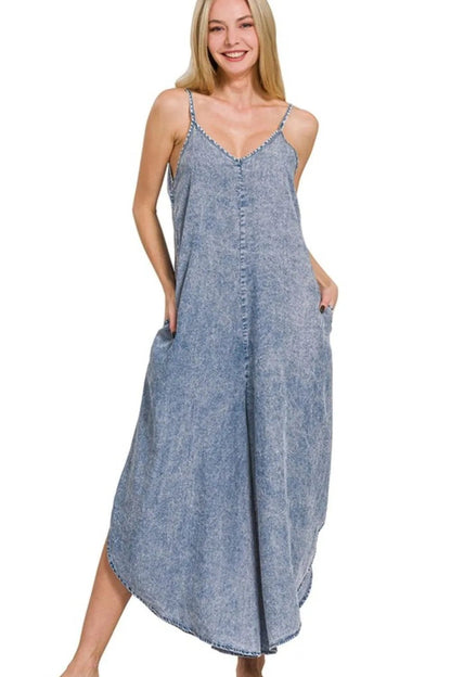 Zenana Lyocell Acid - Washed Jumpsuit - Bitsy Gypsy Boutique