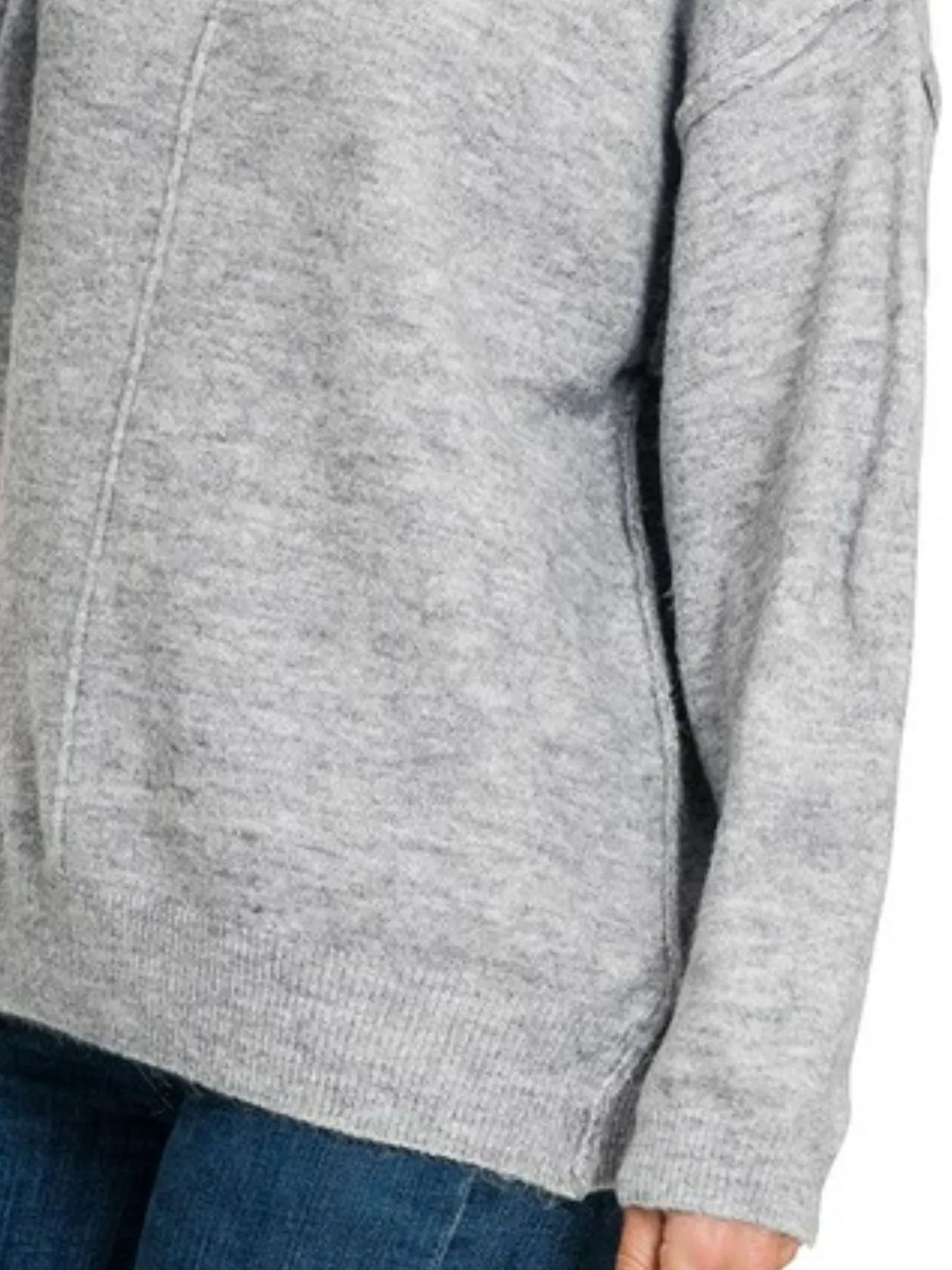 Zenana Melange Front Seam Round - Neck Sweater - Bitsy Gypsy Boutique