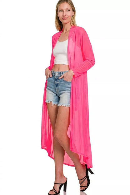 Zenana Mesh Open Front Cardigan - Bitsy Gypsy Boutique