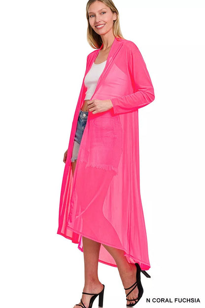 Zenana Mesh Open Front Cardigan - Bitsy Gypsy Boutique