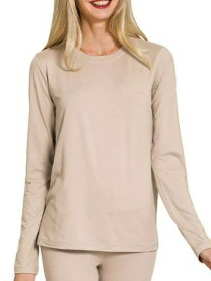 Zenana Microfiber Round Neck Top and Leggings Set - Bitsy Gypsy Boutique