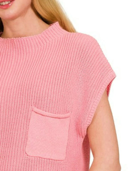 Zenana Mock Neck Short Sleeve Sweater - Bitsy Gypsy Boutique