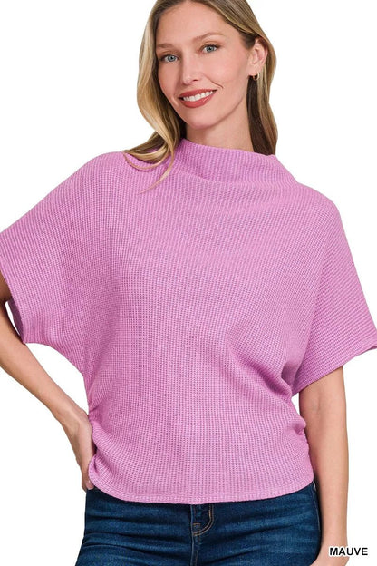 Zenana Mock Neck Sweater with Side Shirred - Bitsy Gypsy Boutique