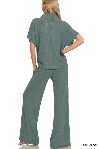 Zenana Mock Neck Top and Pants Sweater Set - Bitsy Gypsy Boutique