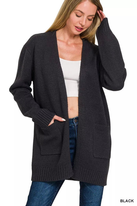Zenana Open Front Sweater Cardigan - Bitsy Gypsy Boutique