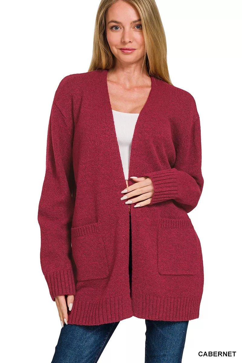 Zenana Open Front Sweater Cardigan - Bitsy Gypsy Boutique