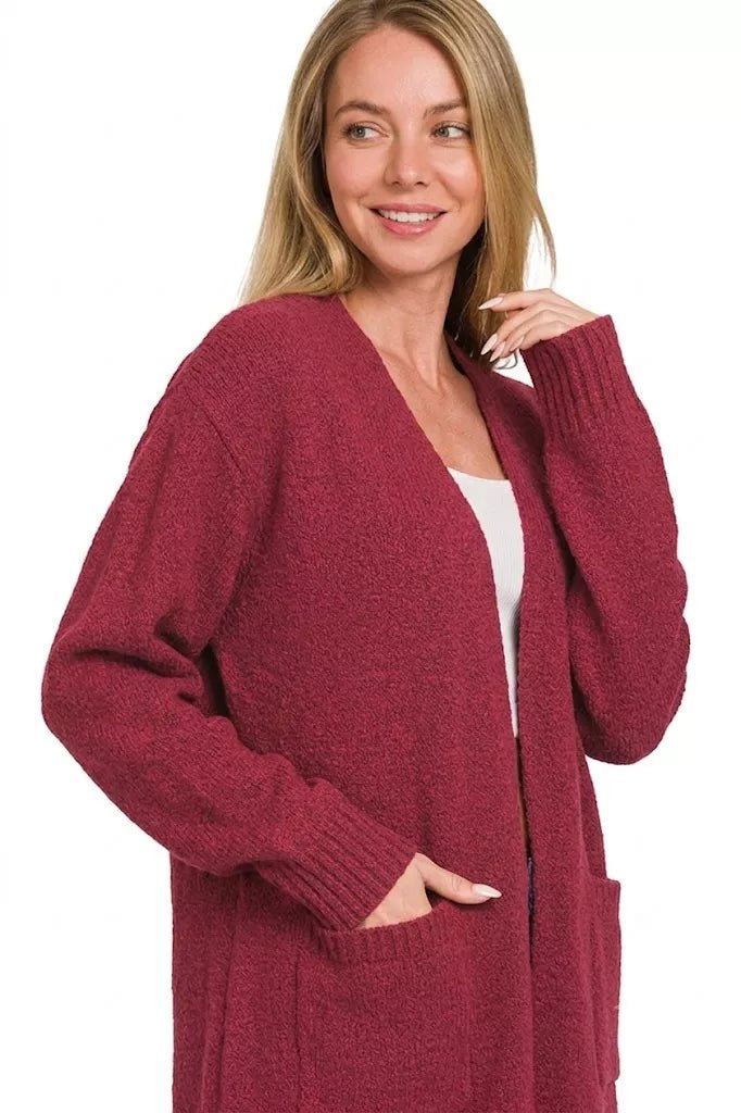 Zenana Open Front Sweater Cardigan - Bitsy Gypsy Boutique