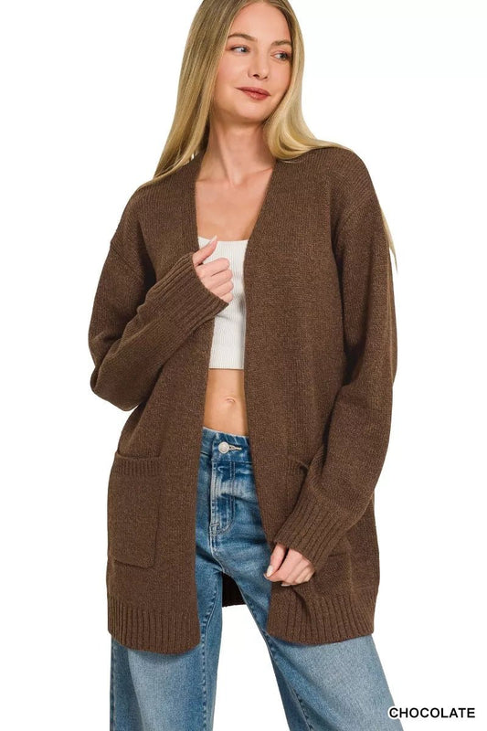Zenana Open Front Sweater Cardigan - Bitsy Gypsy Boutique