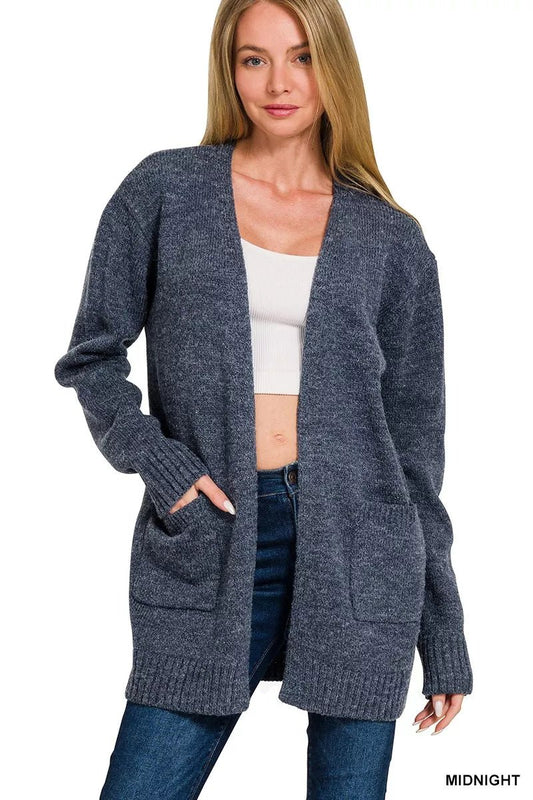 Zenana Open Front Sweater Cardigan - Bitsy Gypsy Boutique