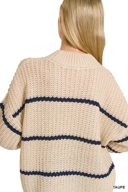 Zenana Oversize Striped Sweater - Bitsy Gypsy Boutique