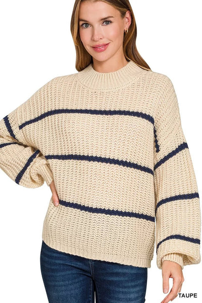 Zenana Oversize Striped Sweater - Bitsy Gypsy Boutique
