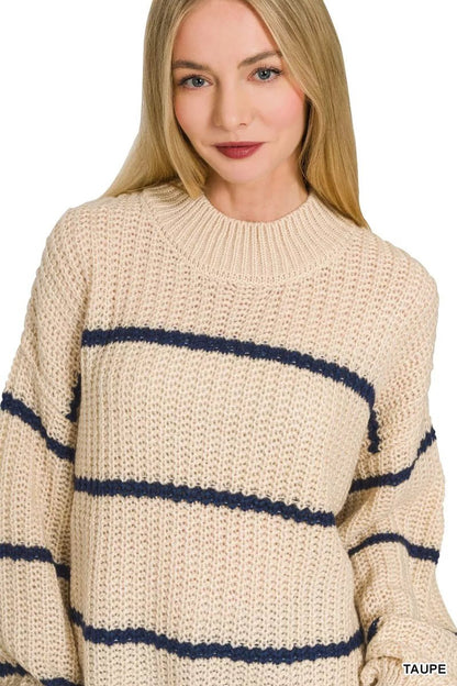 Zenana Oversize Striped Sweater - Bitsy Gypsy Boutique
