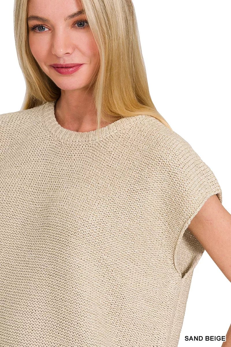 Zenana Oversized Crew Neck Sweater Vest - Bitsy Gypsy Boutique